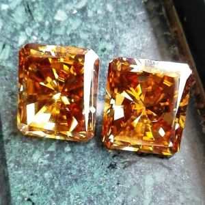 Pair Cognac Brown Radiant Cut Loose Moissanite