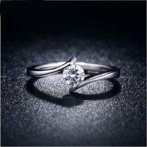 round white genuine moissanite engagement ring in 925 sterling silver