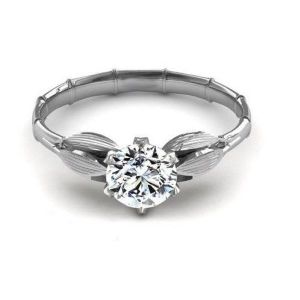 Round white Moissanite solitaire wedding ring