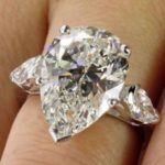 White Pear Cut 3-Stone Genuine Moissanite Engagement Ring