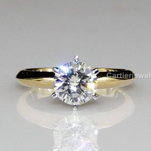 white round cut moissanite 6-prong solitaire wedding rings in 925 silver
