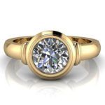 White round moissanite Yellow Gold Engagement Ring