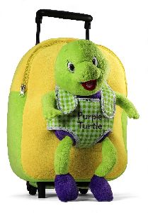 Purple Turtle Trolley Bag With Plush Yellow And Green