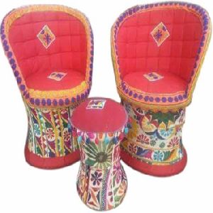 designer bamboo chair stool set