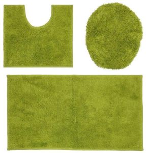 Madras Cotton Green Bath Mat Set