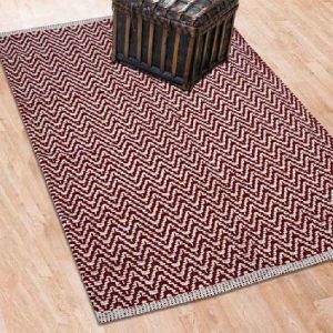 Maroon Zig Zag Hand Woven Cotton Rugs