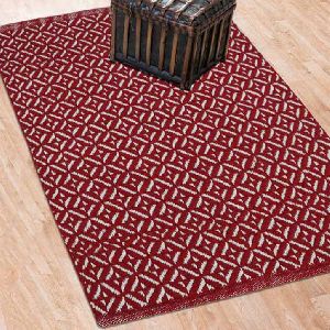 Red Hand Flat Woven Cotton Rugs