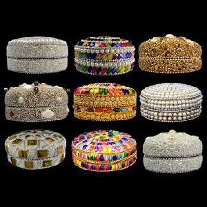 Pearl Decorated Handmade Round Jewelry Box
