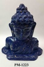 Recycled Paper Mache Blue Gold Finish Gautam Budha Half Bust