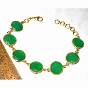 18k Gold Plated Corundum Gemstone Chain Link Bracelet