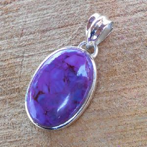 925 Sterling Silver Purple Turquoise Stone Pendant
