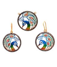 925 Sterling Silver Gold Plated Peacock Pandant Set