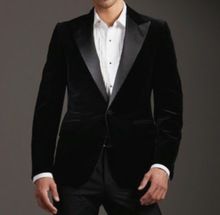 Mens Black Velvet Dinner Jacket Blazer Coat