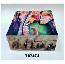 Wooden Box Painted Elephants Design