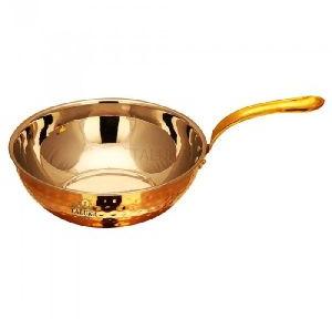 Copper Steel Fry pan WIth lead Free brass Handle