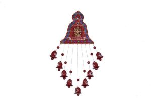 CLAY WIND CHIMES (PAINTED, WALL HANGING) 9 BELLS