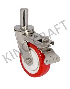 Stainless Steel Fabricated Caster On Polyurethane Wheel Pin Type