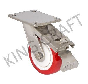 Stainless Steel Fabricated Caster On Polyurethane Wheel