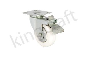Zinc Plated Die Pressed Caster On White Polyproplene Wheel