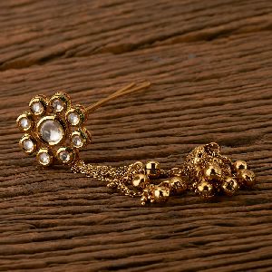 Kundan Classic Hair Brooch with Gold Plating