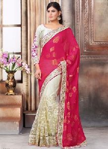 net embroidery sarees