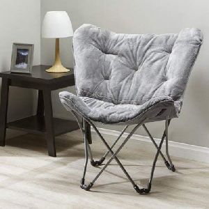 Butterfly Chair, Grey Faux Fur Reusable Cloth