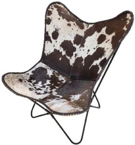 Butterfly Sling Chair, Gaucho Style, Hand Crafted, Stitched Details, Pony Skin Dapple Pattern, Real