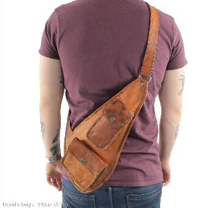 Men's and Women's Brown Leather Sling Bag By ZNT BAGS