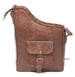 Unisex Leather Sling Bag (Brown)