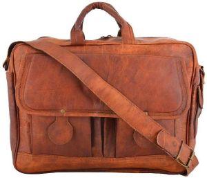 Znt Bags, Leather Brown Laptop Briefcase