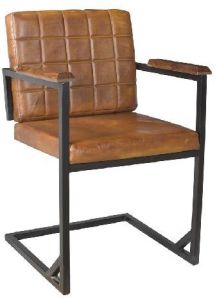 Iron Frame Arm Leather Chair