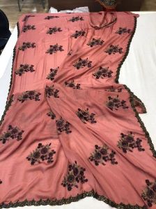 CREPE FANCY SAREES WITH MATERIAL BLOUSE