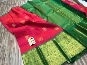 EXCLUSIVE HANDLOOM PURE KANCHEEPURAM KORVAI BORDER SOFT SILK PATTU SAREES