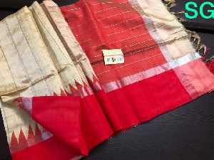 Exclusive pure raw silk checks sarees with light silver zari weaves