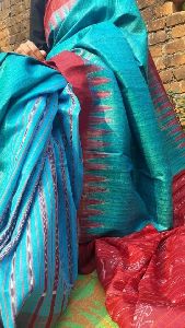 Pure Tussar Ghicha silk sarees with Weaved Temple Border