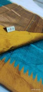 Raw silk silver and gold zari body sarees with contrast pallu