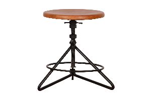 wooden top black stool bar