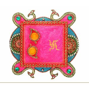 Rajsthani kundan square pooja plate (HD14)