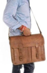 Handmade Mens Genuine Leather Traveling Shoulder Bag Vintage Fashion Waist Traveling Bag