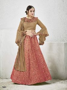 ADORN Mahotsav semistitched Designer Jacquard Silk Fabric Print Work Lehenga Choli