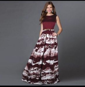 Crepe Fabric,print Work Gown