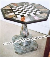 Antique Marble Inlay Chess Design Table Top