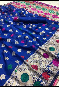 Royal Blue Banarasi Silk Meenakari Sarees