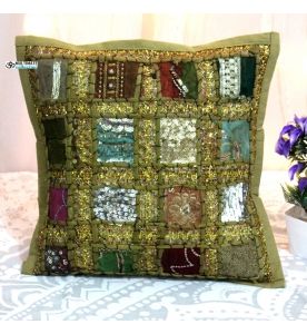 Biege Cotton Handmade Throw Pillow