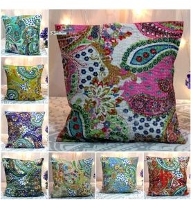 Paisley Kantha Embroidered Cushion Cover