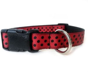 Black Dot Red Nylon Dog Collars