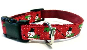 Christmas Snowman Red Nylon Designer Dog Collars