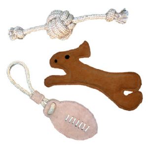 Organic Leather Dog Chew Pet Puppy Squeaker Sound Toys Combo (3 in 1)