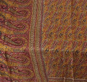 Beautiful pink & yellow colored printed pure silk saree