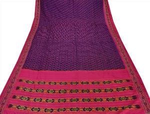 Vintage indian saree hand woven patola sari fabric pure silk blue pink